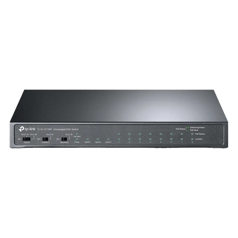 Switch PoE+ No Administrable De Escritorio 11 Puertos / 8 puertos 10/100 Mbps PoE af/at Inteligiente / Presupuesto 124 W / Hasta 250 metros