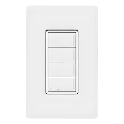 Botonera híbrida Sunnata de 4 botones, dimmer y teclado integrados en un solo dispositivo, para sistema RadioRA 3