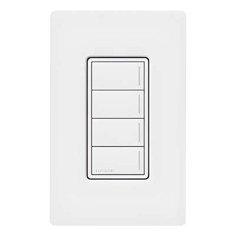 Botonera híbrida Sunnata de 4 botones, dimmer y teclado integrados en un solo dispositivo, para sistema RadioRA 3