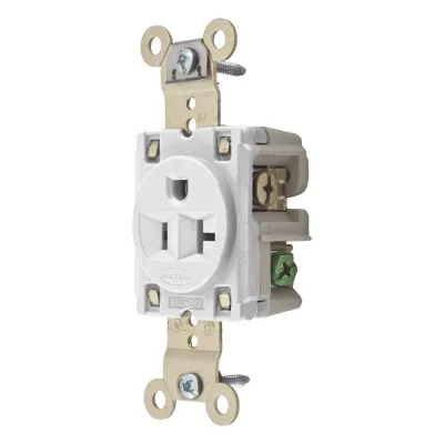 Contacto Sencillo Grado Industrial / 20A 125V / 2 Polos 3 Hilos / NEMA 5-20R / Color Blanco