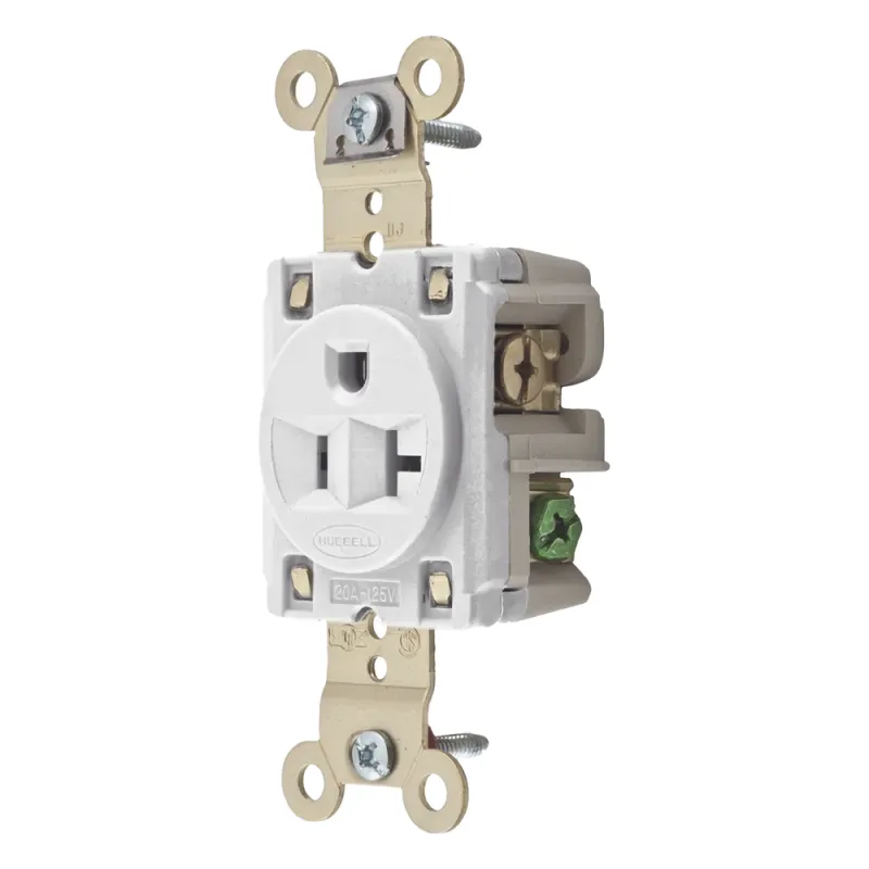 Contacto Sencillo Grado Industrial / 20A 125V / 2 Polos 3 Hilos / NEMA 5-20R / Color Blanco