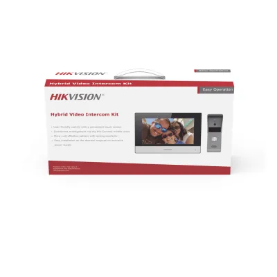 Kit de Videoportero Híbrido Analógico de Metal / IP a 4 Hilos con Función de Llamada a App Hik-Connect / Monitor se Conecta a Internet por Cable o WiFi y por 4 Hilos al Frente de Calle IP65 / Expandible a Mas Equipos