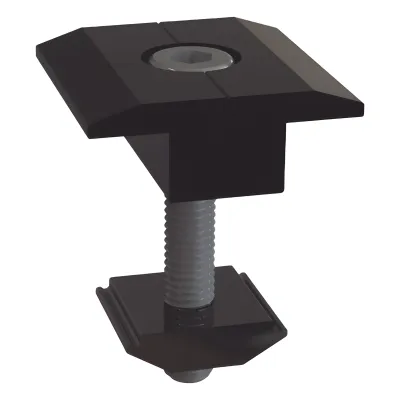 Sujetador Intermedio 30 mm para montaje de paneles solares en riel 5 Y 8 con anodizado negro