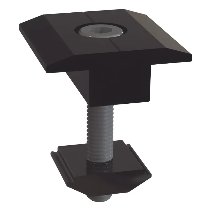 Sujetador Intermedio 30 mm para montaje de paneles solares en riel 5 Y 8 con anodizado negro