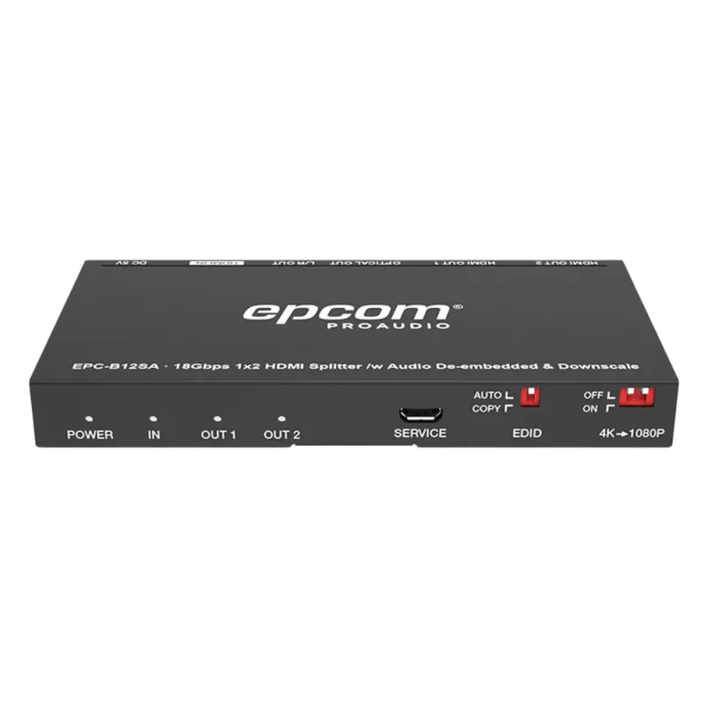 Splitter HDMI 1x2 | 4K@60Hz | Extractor de Audio | Down Scaler | HDR 4:4:4 | EDID | 18Gbps