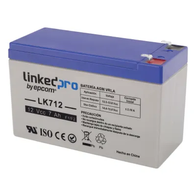 Batería de respaldo 12 V | 7 Ah | AGM | Especial para Seguridad Electrónica | UPS | Sistemas de Emergencia | Vida útil 5 años | Terminales F1 + Adaptador F2
