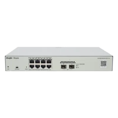 Switch Administrable PoE Capa 2 con 8 puertos Gigabit PoE 802.3af/at + 2 SFP para fibra 1Gb, gestión gratuita desde la nube, 125w