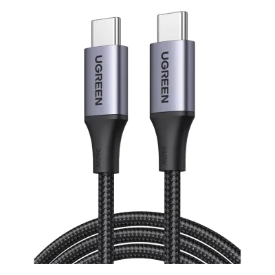 Cable USB-C a USB-C | 2 Metros | Potencia de Carga 240W | 48V/5A | PD3.1 /3.0 | 480 Mbps | Chip E-Market | Carcasa de Aluminio | Nylon Trenzado.