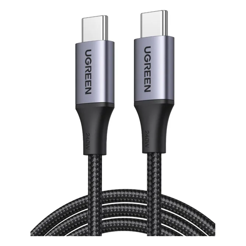 Cable USB-C a USB-C | 2 Metros | Potencia de Carga 240W | 48V/5A | PD3.1 /3.0 | 480 Mbps | Chip E-Market | Carcasa de Aluminio | Nylon Trenzado.