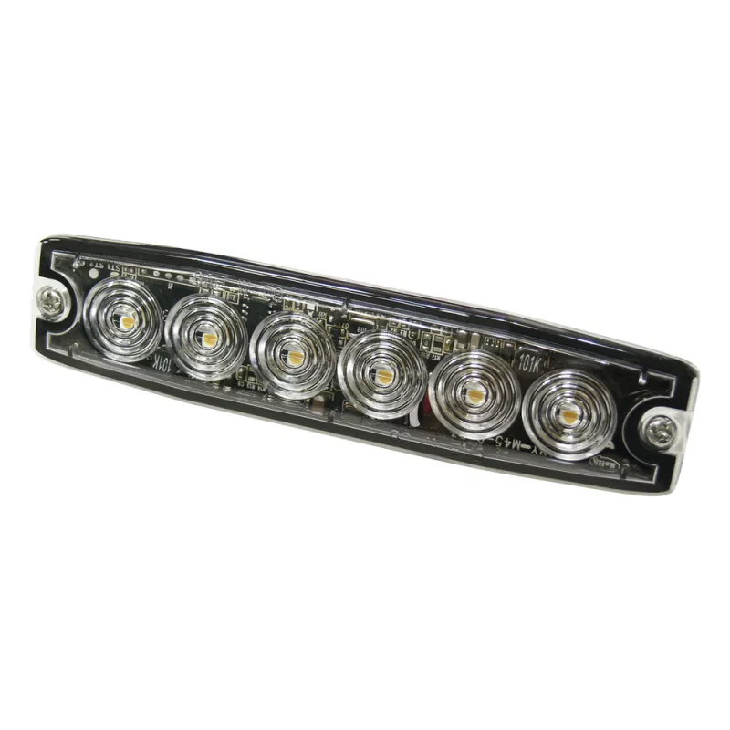 Luz Auxiliar de 6 LED, Ambar, lente Transparente, SAE