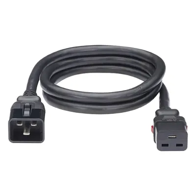 Cable de Alimentación Eléctrica Con Bloqueo de Seguridad, de IEC C20 a IEC C19, 60 cm de Largo, Color Negro, Paquete de 10 Piezas