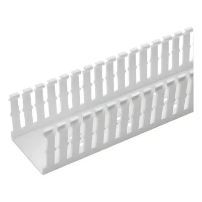 Canaleta Ranurada Angosta de PVC Sin tapa, Tipo F, 32 mm de Ancho, 79.4 mm de Alto y 1.8 m de Largo, Color Blanco