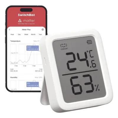 Medidor de temperatura y humedad Datos en pantalla / inalámbrico BLUETOOTH compatible con HUB SwitchBot