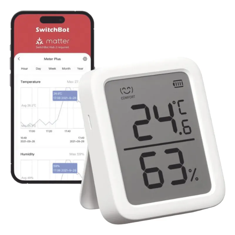 Medidor de temperatura y humedad Datos en pantalla / inalámbrico BLUETOOTH compatible con HUB SwitchBot