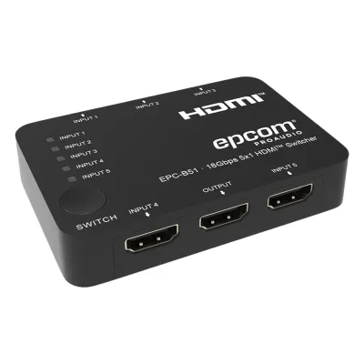 Switch HDMI 5x1 | 18Gbps | 4K@60Hz | YCbCr 4:4:4 | HDR, Dolby Vision y HLG | Soporte 3D | Conmutación Automática y Manual | Diseño Compacto
