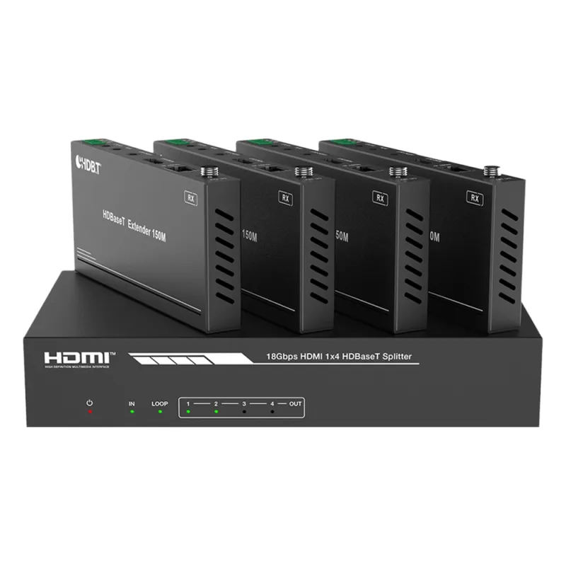 Splitter mas Extensor de Video | 1x4 | ProAV | HDBaseT™ | 120m en 4K@60Hz | 150m en 1080p@60Hz | Cat6/6a/7 | Gestión Avanzada EDID | Control IR y RS232 | PoC | Salida de Audio