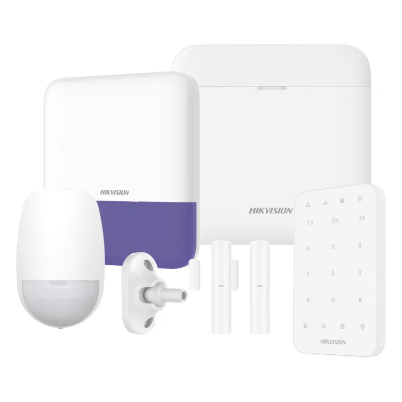 (AX PRO) KIT de Alarma AX PRO / Incluye: 1 Hub con bateria de respaldo / 1 Sensores PIR / 1 Montaje Universal para PIR / 2 Contactos Magnéticos / 1 Teclado / 1 Sirena Inalambrica Exterior / WiFi / Compatible con Hik-Connect P2P