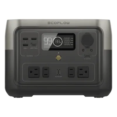 EcoFlow River 2 Max | Estación de Energía Portátil 512Wh Litio LFP / 4 AC 500 W (Max. 1000W) / 1 USB-C 100W / 3 USB -A 12W / Cargador de Coche 8A a 12 o 24V / Conectividad WiFi y Bluetooth (App) / Carga Solar 220W Max.