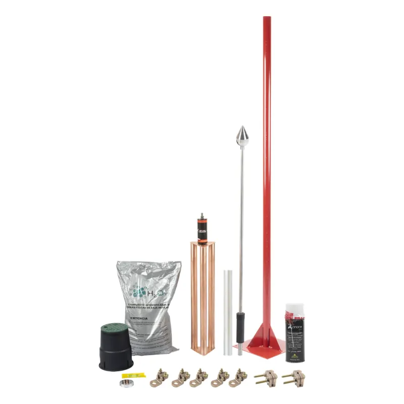 Kit Pararrayo con Punta en Aluminio con Accesorios para Protección de Diámetro de 160 m.
