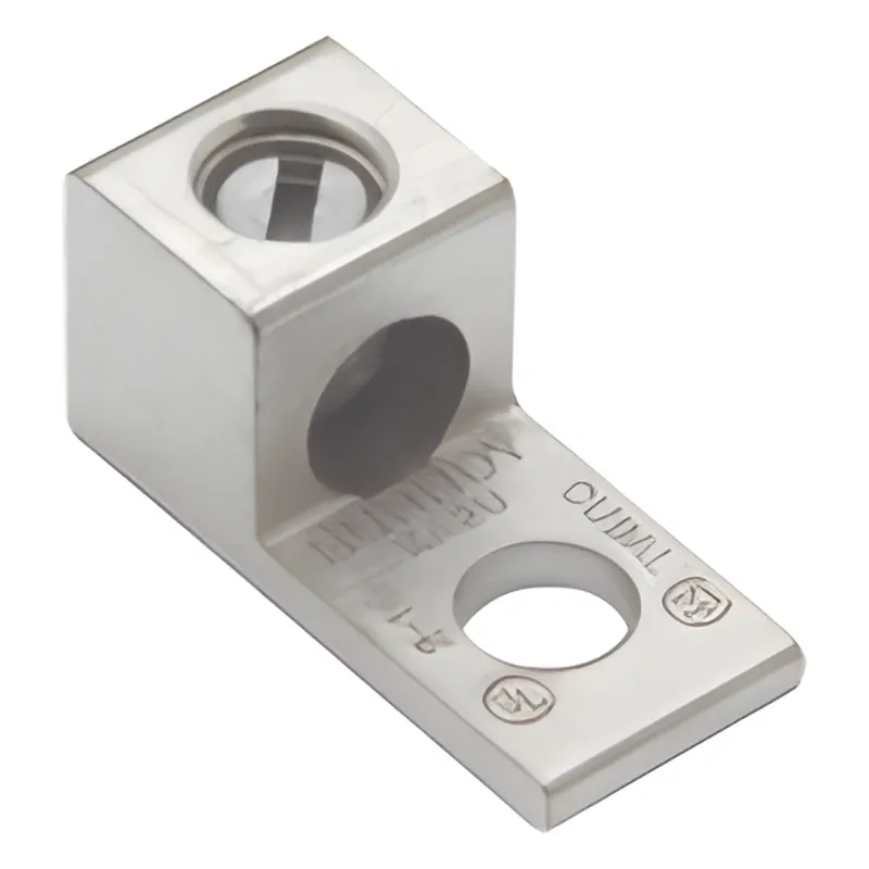 Terminal Universal de Aluminio Estañado/ 1 Orificio para Calibre 14- 2 AWG / Perno de 1/4" / Para Conductores de AL y CU.