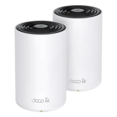 Kit 2 Routers Inalámbricos MESH Interior para Hogar / Doble Banda Wi-Fi 6E AX5400 Mbps / 3 Puerto Gigabit WAN/LAN / 4 Antenas Internas / Administración Mediante la App Deco (iOS, Android) / Protección HomeShield