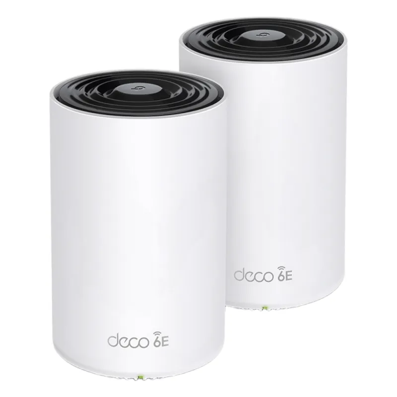 Kit 2 Routers Inalámbricos MESH Interior para Hogar / Doble Banda Wi-Fi 6E AX5400 Mbps / 3 Puerto Gigabit WAN/LAN / 4 Antenas Internas / Administración Mediante la App Deco (iOS, Android) / Protección HomeShield