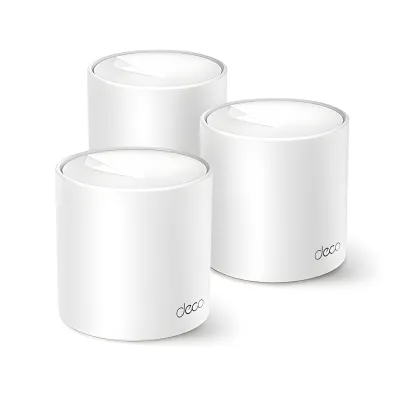 Kit 3 Routers Inalámbricos MESH Interior para Hogar / Doble Banda Wi-Fi 6 AX1500 Mbps / 2 Puerto Gigabit WAN/LAN / 2 Antenas Internas / Administración Mediante la App Deco (iOS, Android) / Protección HomeShield