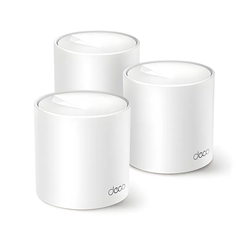 Kit 3 Routers Inalámbricos MESH Interior para Hogar / Doble Banda Wi-Fi 6 AX1500 Mbps / 2 Puerto Gigabit WAN/LAN / 2 Antenas Internas / Administración Mediante la App Deco (iOS, Android) / Protección HomeShield