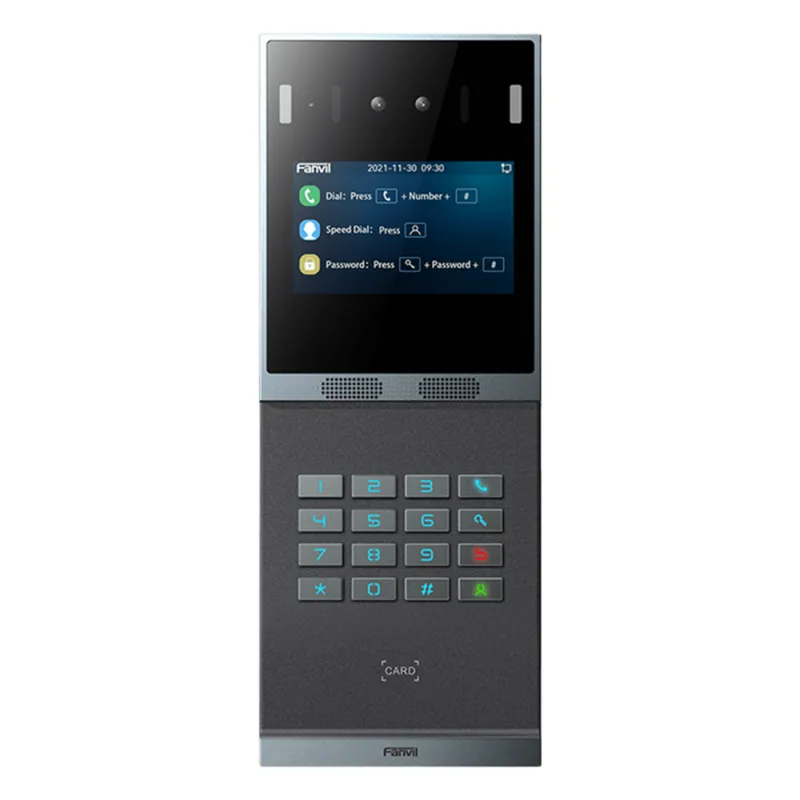 Videoportero SIP con Reconocimiento Facial / Cámara 2MP con Lente Dual / Pantalla IPS 4" / 2 Relevadores / Teclado Numérico Iluminado / IP66 IK07 / PoE