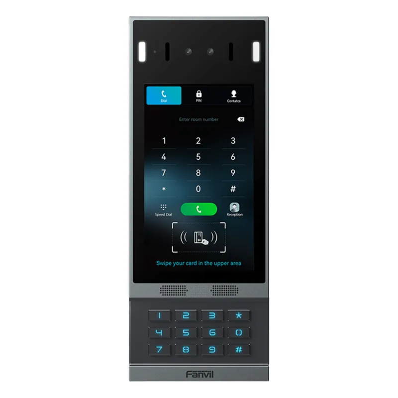 Videoportero SIP con Reconocimiento Facial / Pantalla Táctil IPS 7" / Cámara 2MP / 2 Relevadores / Teclado Retroiluminado / IP66 IK07 / PoE