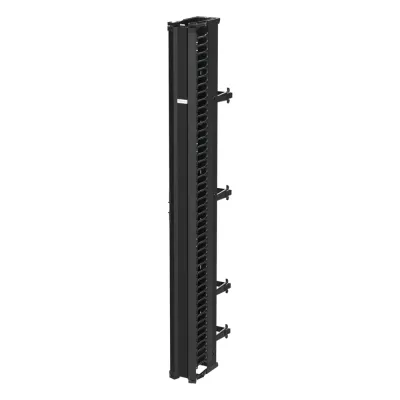 Organizador Vertical CableTek, Doble (Frontal y Posterior), Para Rack Abierto de 45 Unidades, 6 in de Ancho, Color Negro