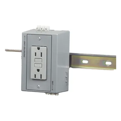 Caja Utilitaria para Montaje en Riel Din con Contacto Duplex de 15 A 125 V / Nema 5-15R / Gris.