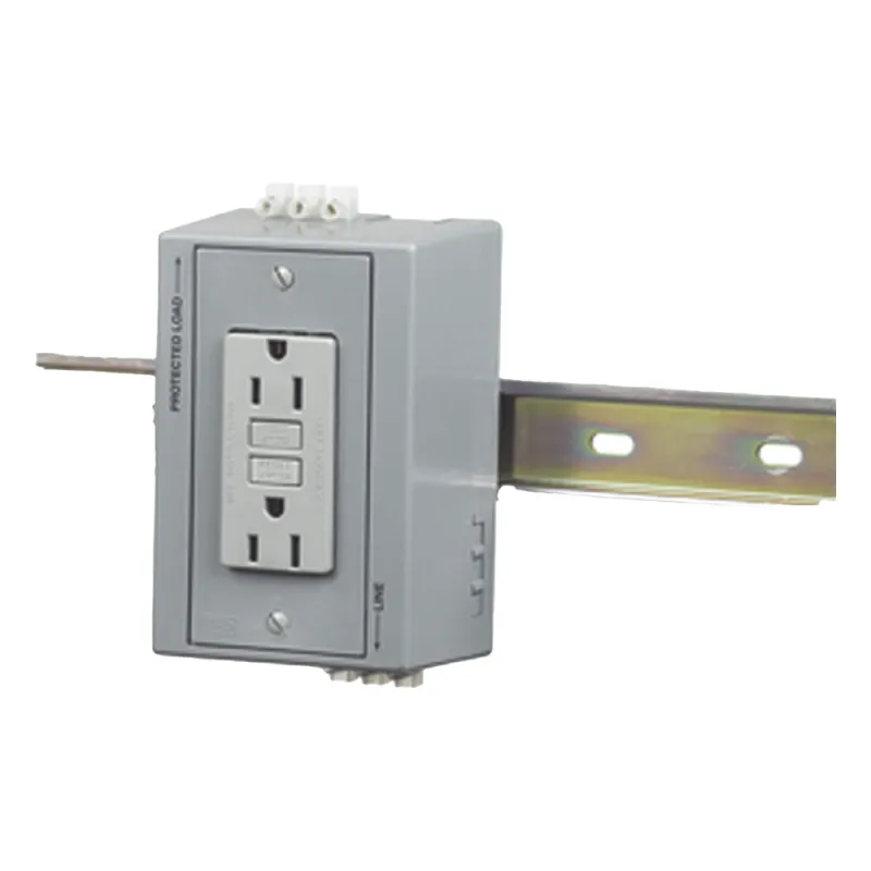 Caja Utilitaria para Montaje en Riel Din con Contacto Duplex de 15 A 125 V / Nema 5-15R / Gris.