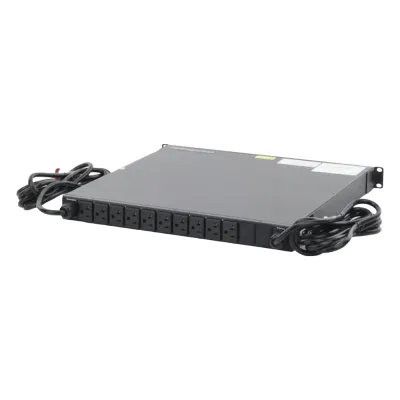 PDU ATS Monitoreable / Transferencia Automática 10 ms / 10 Salidas NEMA 5-15R / Entrada NEMA 5-15P 15 A / 120 Vca / Rack 19 in (48.3 cm) 1U / LCD 2 in (5.1 cm) / Gestión Remota IP