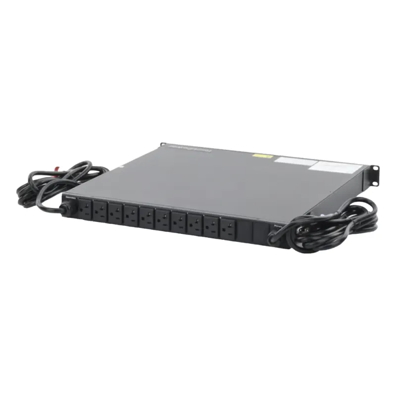 PDU ATS Monitoreable / Transferencia Automática 10 ms / 10 Salidas NEMA 5-15R / Entrada NEMA 5-15P 15 A / 120 Vca / Rack 19 in (48.3 cm) 1U / LCD 2 in (5.1 cm) / Gestión Remota IP