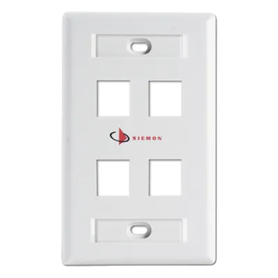Placa de Pared Keystone de 4 Salidas, Color Blanco, para Jacks Keystone Z-MAX y MAX