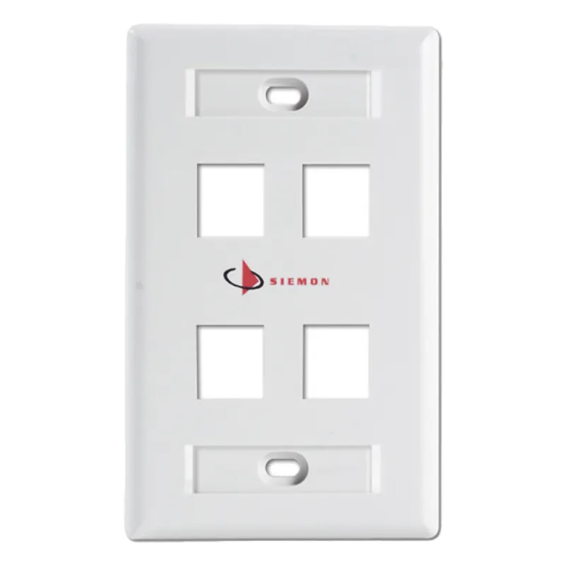 Placa de Pared Keystone de 4 Salidas, Color Blanco, para Jacks Keystone Z-MAX y MAX