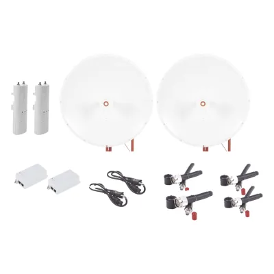 Kit completo de radio C5C con Antena TXP4865D34DP de 34 dBi, Frecuencia (4.9-6.5 GHz), para hasta 65 km, PoE, cable de alimentación y Jumpers Incluidos