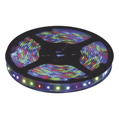 Tira Led Multicolor de 5 m / Uso Exterior / Potencia 22 W / 900 lm/ 12 V CD / Necesario transformador (No incluido).