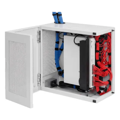 Gabinete de Pared L-Box 6U / Acero 1.9 mm / 610 x 610 x 313 mm (24x24x12 in) / Puerta L 120° / RAL 7035 / Rack 19"