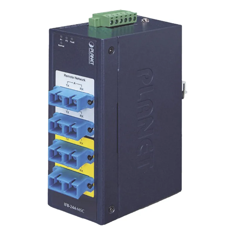 Switch Industrial Bypass de Fibra Optica Multimodo con Conector SC de 2 Canales
