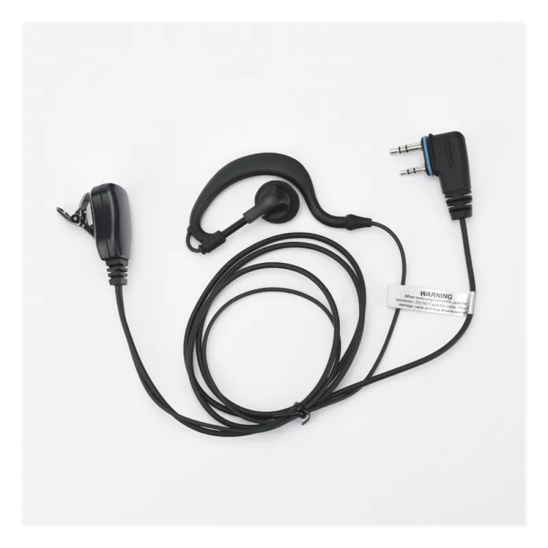 Micrófono-Audífono de Gancho Ajustable / Conector 2 Pines / PTT de Solapa / Kevlar / Compatible ICOM