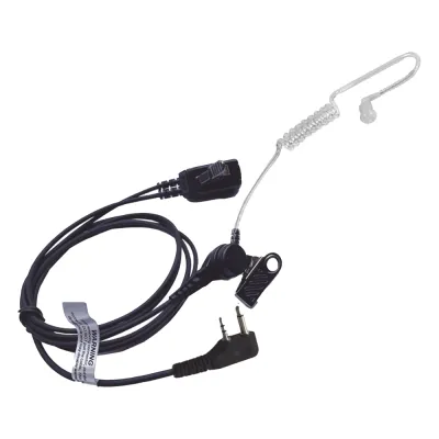 Micrófono-Audífono de Tubo Acústico Transparente / Conector 2 Pines / PTT de Solapa / Kevlar / Compatible ICOM