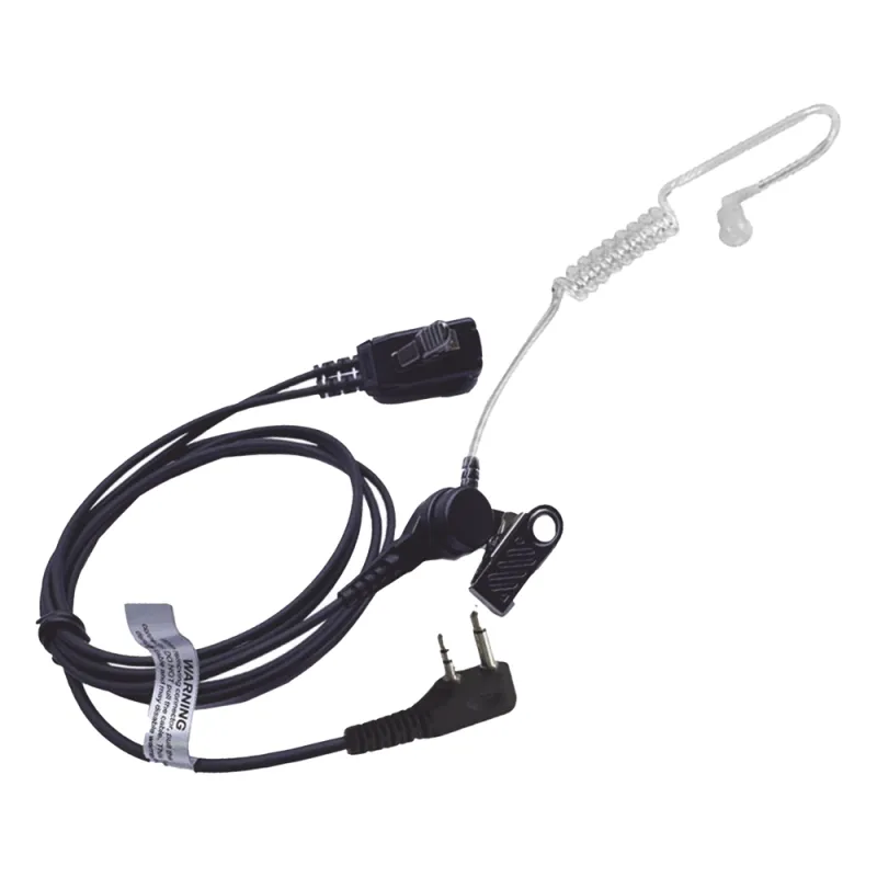 Micrófono-Audífono de Tubo Acústico Transparente / Conector 2 Pines / PTT de Solapa / Kevlar / Compatible ICOM