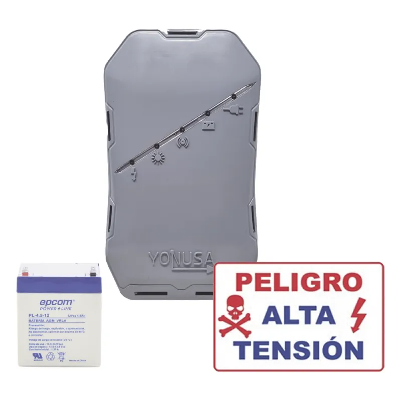 KIT deEnergizador 12,000Volts - .5 Joules / 500 Mts Lineales de Protección / Cercas Electrificadas / Llavero Incluido
