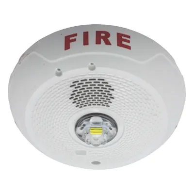 Sirena con lámpara estroboscópica LED de 2 hilos para techo, candela seleccionable, color blanco, compatible con SpectrAlert