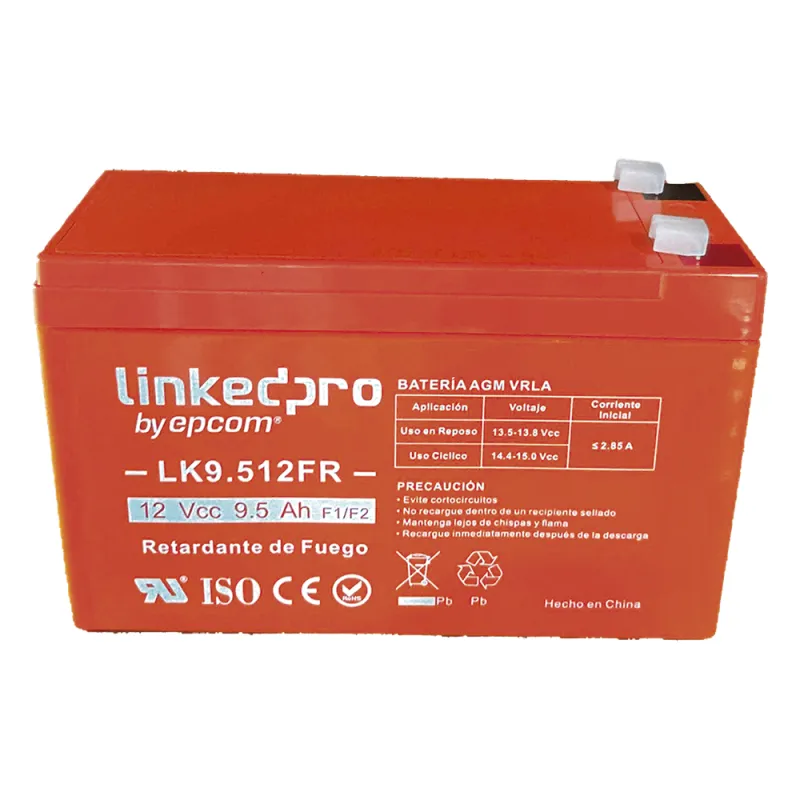 Batería de respaldo 12 V | 9.5 Ah | AGM | Certificada UL94-V0 Retardante a la Flama | Especial para Seguridad Electrónica | UPS | Sistemas de Emergencia | Vida útil 5 años | Terminales F1 + Adaptador F2