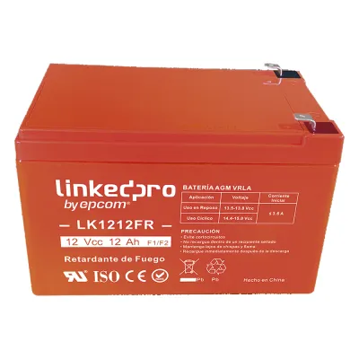 Batería de respaldo 12 V | 12 Ah | AGM | Certificada UL94-V0 Retardante a la Flama | Especial para Seguridad Electrónica | UPS | Sistemas de Emergencia | Vida útil 5 años | Terminales F1 + Adaptador F2