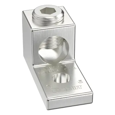 Terminal tipo Lengüeta Recta de Aluminio con Agujero 1/4", y Barril para Cable #14 - 2/0 AWG