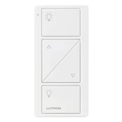 Control Pico inalámbrico de 2 botones con subir/bajar para iluminación, blanco brillante, compatible con Caséta, RadioRA 2 y HomeWorks QS